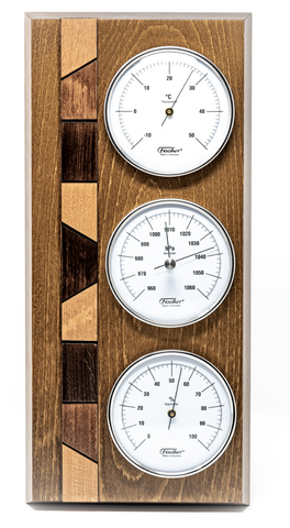 Wetterstation Fischer 9171-31 mit Barometer, Hygrometer und Thermometer auf Holzsockel mit der Option der Personalisierung durch Gravur