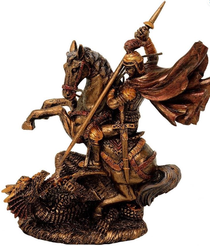 Figur Heiliger Georg aus Polyresin, 13 cm, mit Gravur-Personalisierung, ideales Geschenk für verschiedene Anlässe