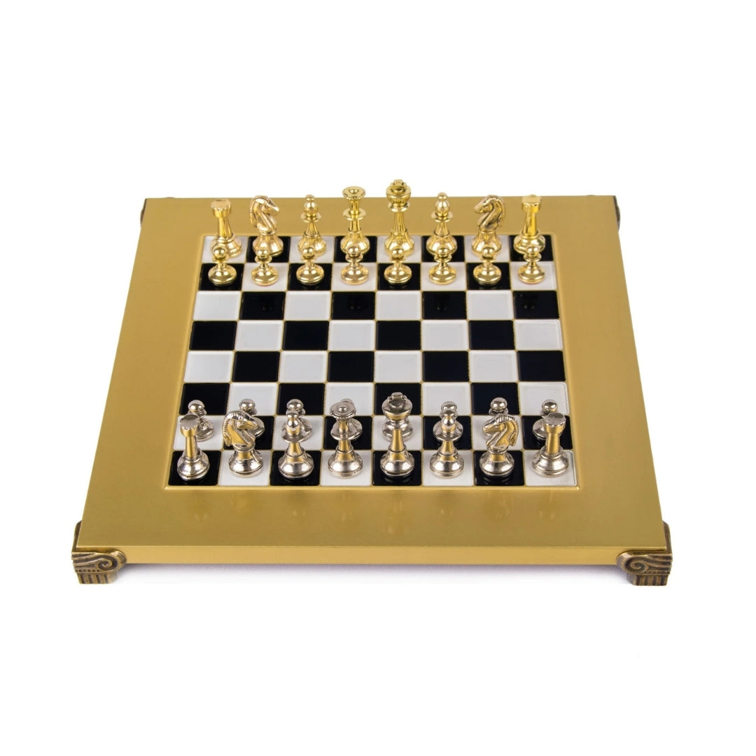 Exklusives Messing-Schachspiel Staunton S32BLA 28x28 cm mit individueller Gravurmöglichkeit