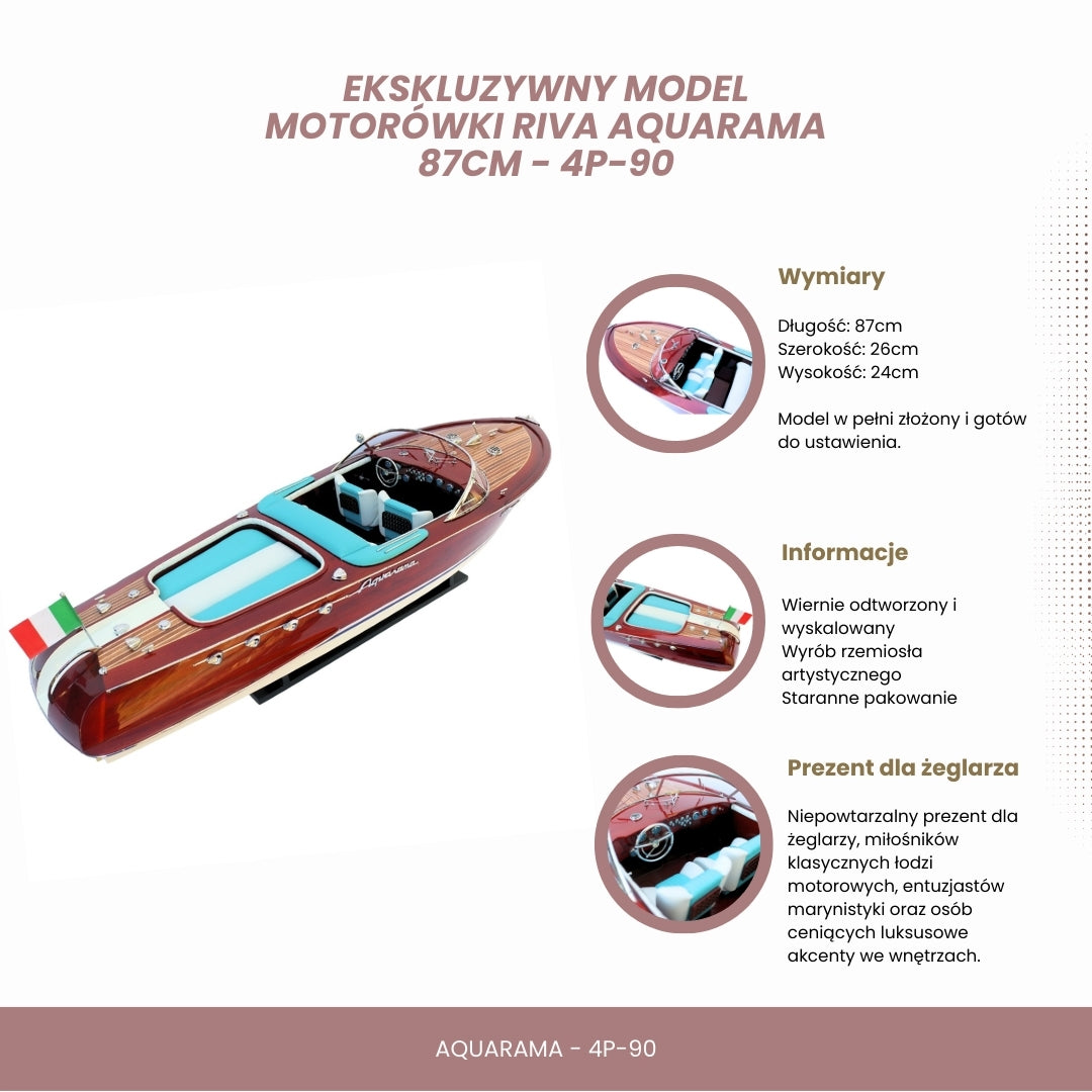Exklusives Modell des Motorboots Riva Aquarama 87 cm mit Personalisierung durch Gravur