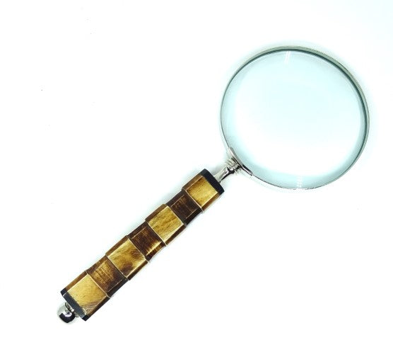 Elegante Leselupe mit Knochenhandgriff NC1099A mit personalisierbarer Gravur, silberfarbener Messinggehäuse, ideal als Geschenk für Senioren, Großvater oder Sammler, Höhe 24,5 cm