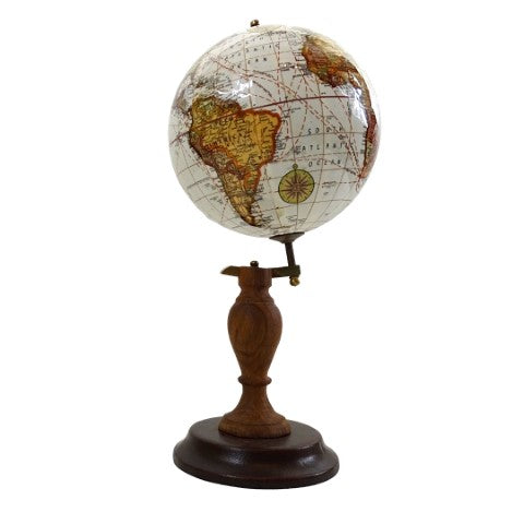 Eleganter dekorativer Globus auf Holzsockel mit individueller Gravurmöglichkeit, 27 cm, dunkelbraun, ideal als Geschenk