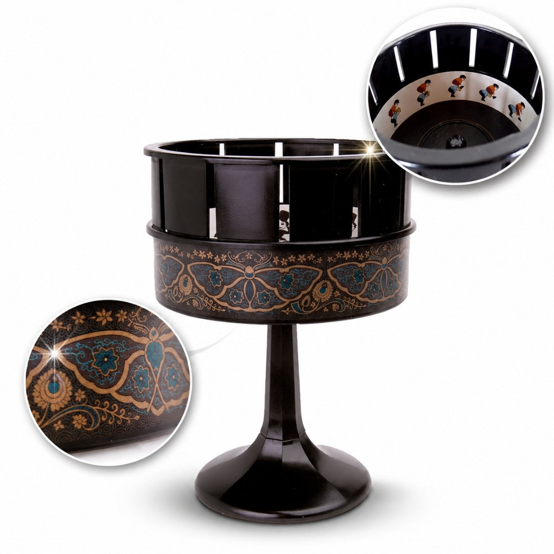 Zoetrop H68 – Filmprojektor aus dem 19. Jahrhundert mit personalisierbarer Gravur, ideal als Geschenk – Höhe 19 cm, klassisches Design zur Wohnraumdekoration