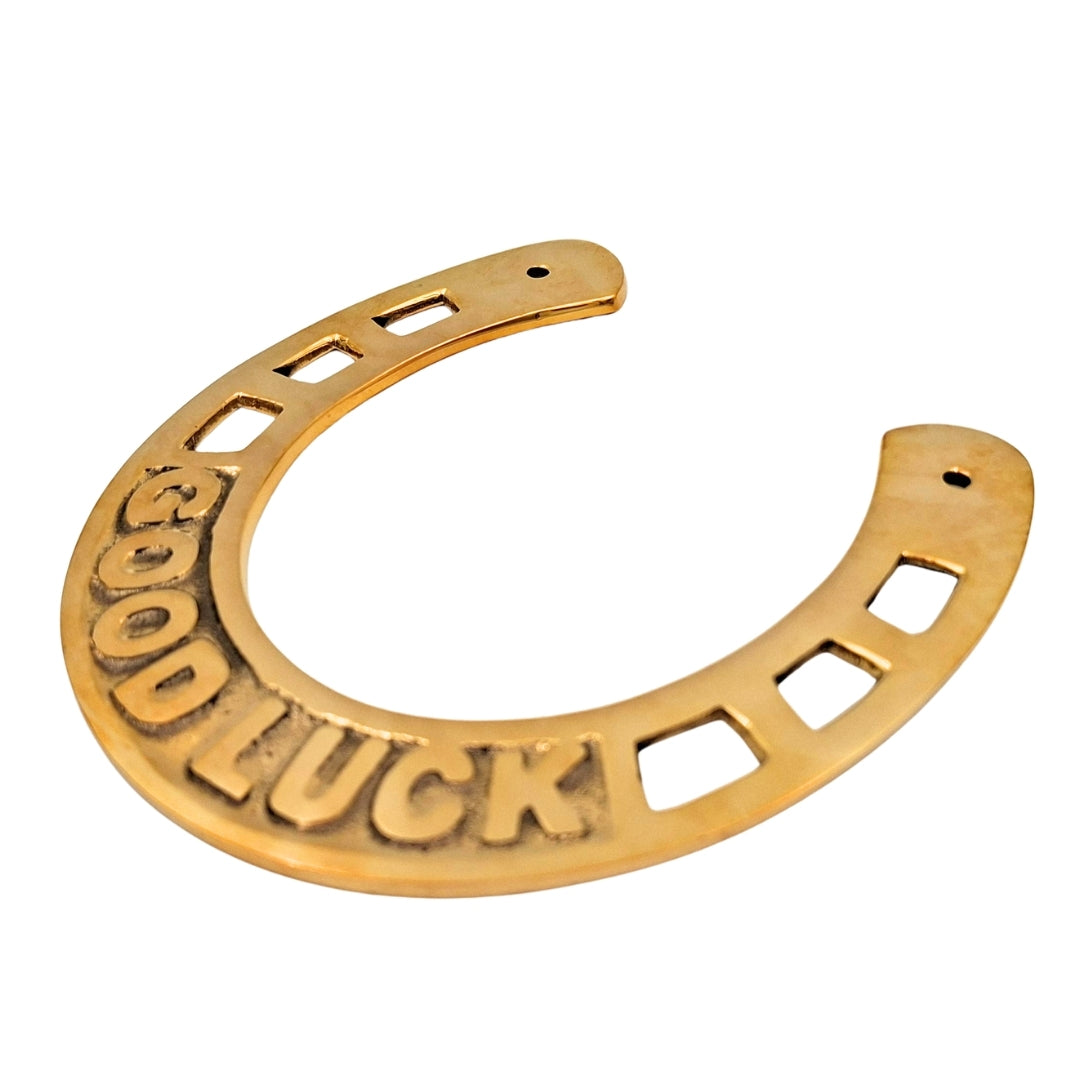 Glückshufeisen aus Messing 15 cm mit Gravurmöglichkeit - elegantes Glücksgeschenk