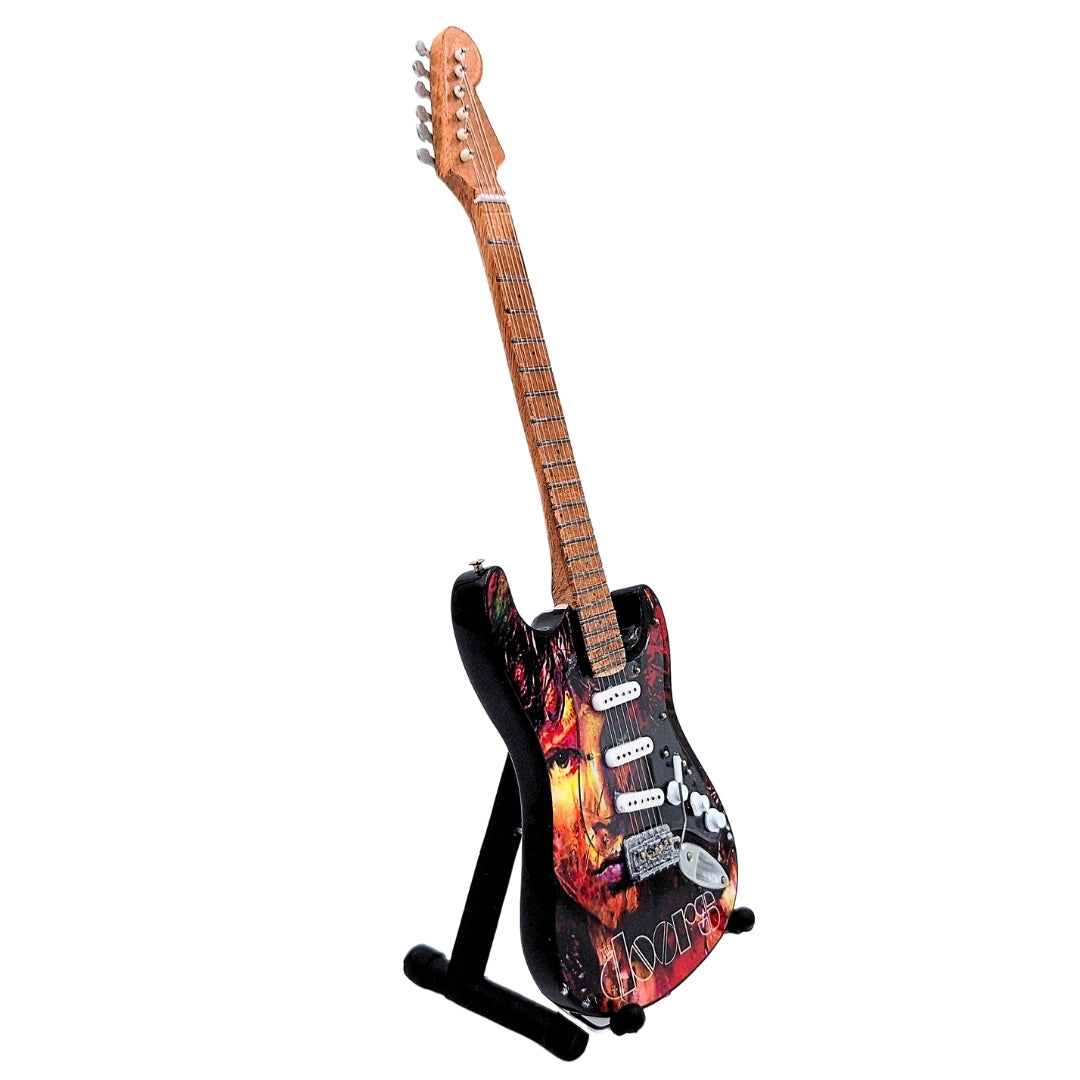 Mini-Gitarre Jim Morrison The Doors – Mahagoniholz – personalisierte Gravur – ideales Geschenk für Musikfans – Höhe 27,5 cm – Sammlerstück und Dekoration