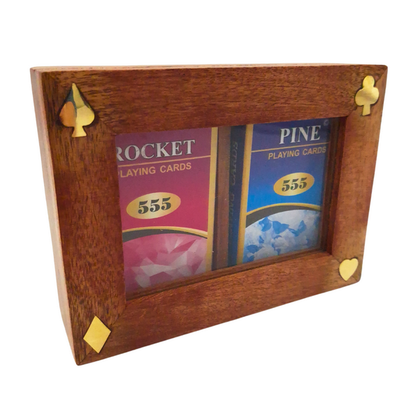 Elegante Holzkiste mit zwei Kartendecks DNU-007 und Gravurpersonalisierung