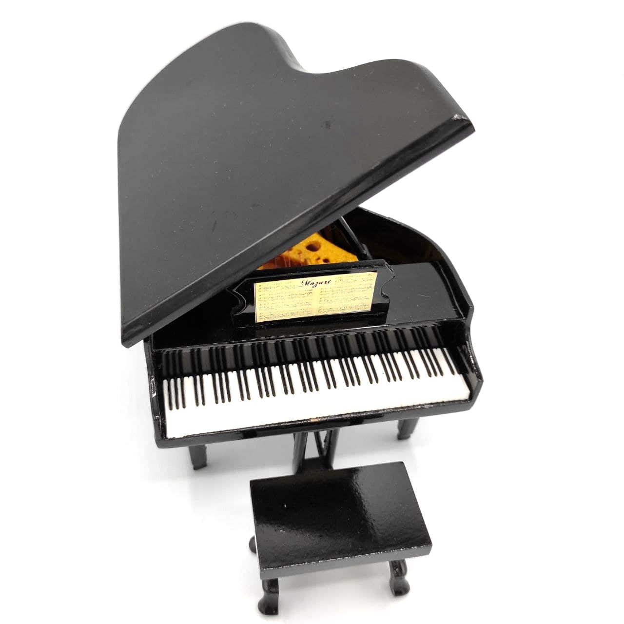 Mini-Klavier mit personalisierbarer Gravur, schwarz, handgefertigt aus Balsaholz, Maßstab 1:10, ideal als Geschenk für Pianisten und Musikliebhaber, Höhe 8 cm