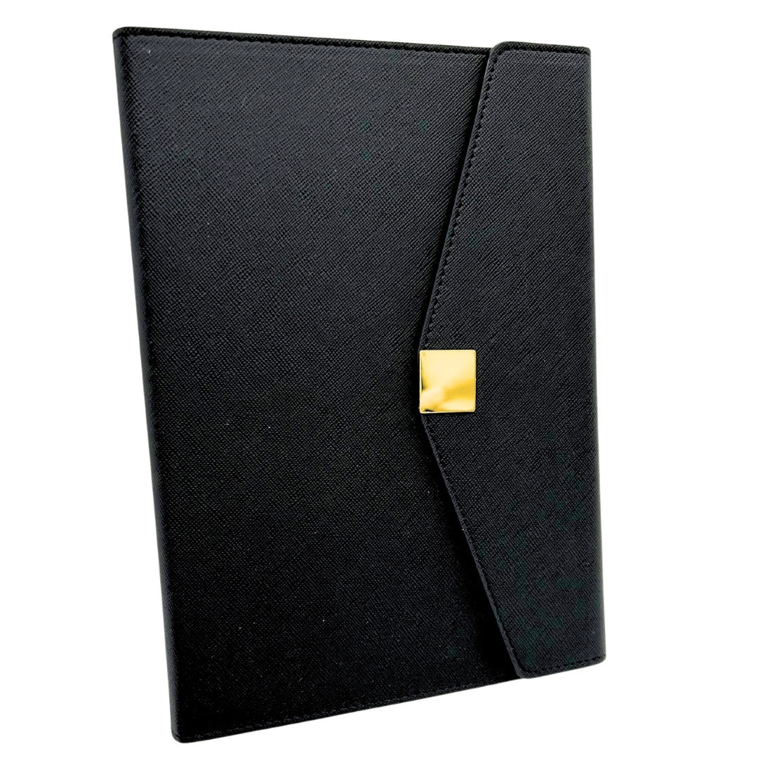 Elegantes Premium-Geschenkset mit Personalisierung – Leder-Notizbuch A5, Kugelschreiber und 16GB USB-Stick in schwarz-goldener Box