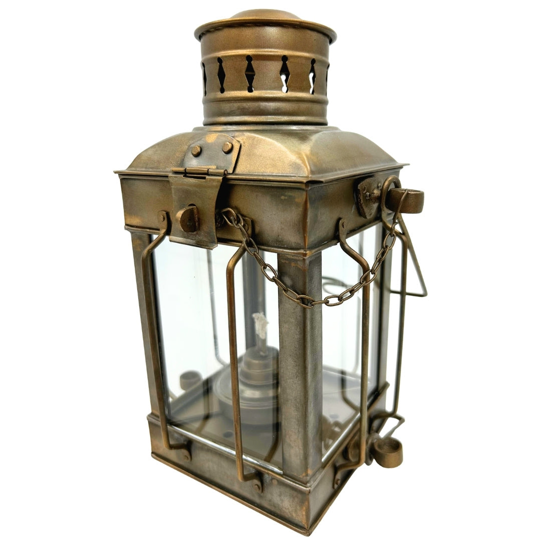 Retro-Petroleumlampe aus Stahl LT608 in gealterter Messingfarbe mit Gravurmöglichkeit