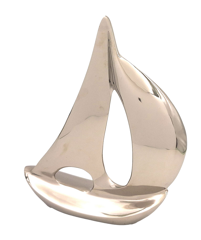 Elegantes Metallmodell einer Yacht, 36 cm, mit personalisierbarer Gravur