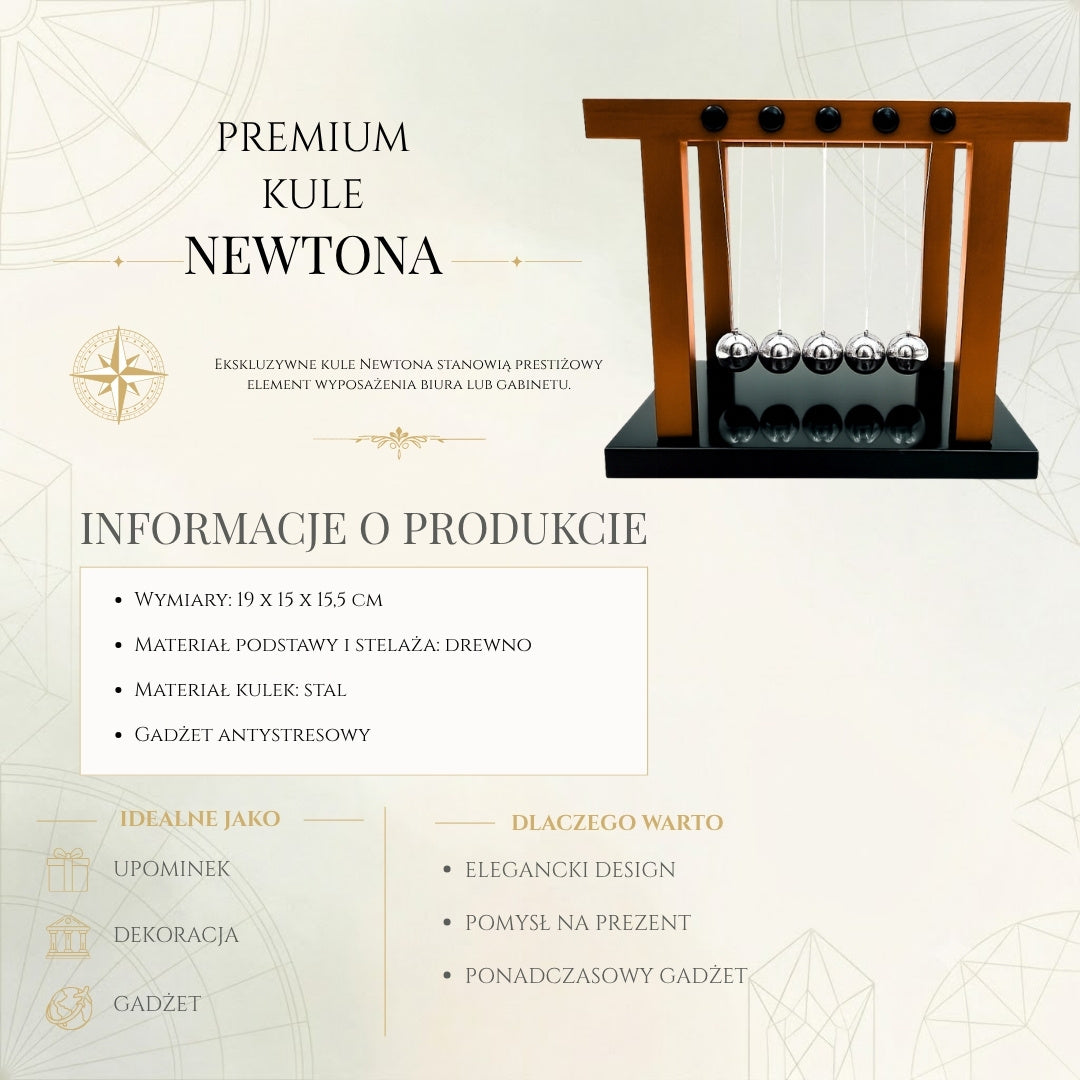 Elegante große Premium-Newton-Kugeln auf Holzsockel mit personalisierbarer Gravur