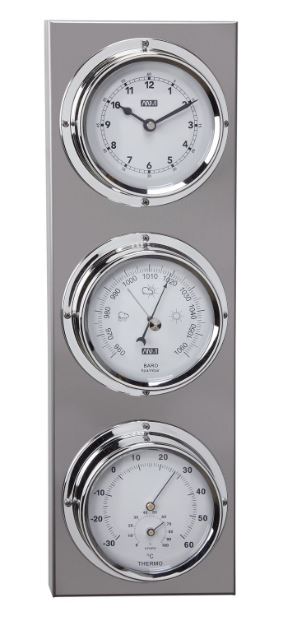 Elegante Außenwetterstation mit Uhr und Gravur