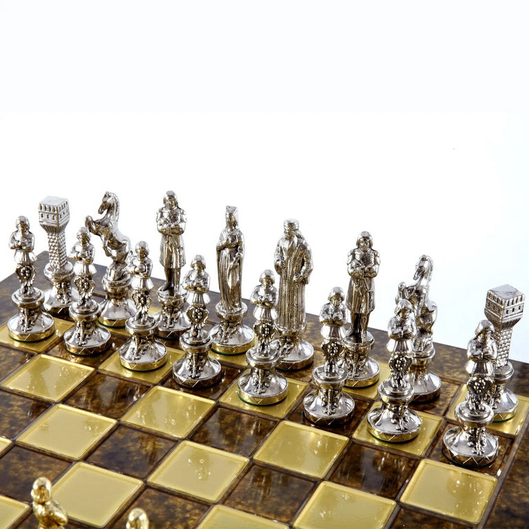 Exklusives Metall-Schach Renaissance S9BRGS 36x36 cm Gold-Silber mit Gravurpersonalisierung