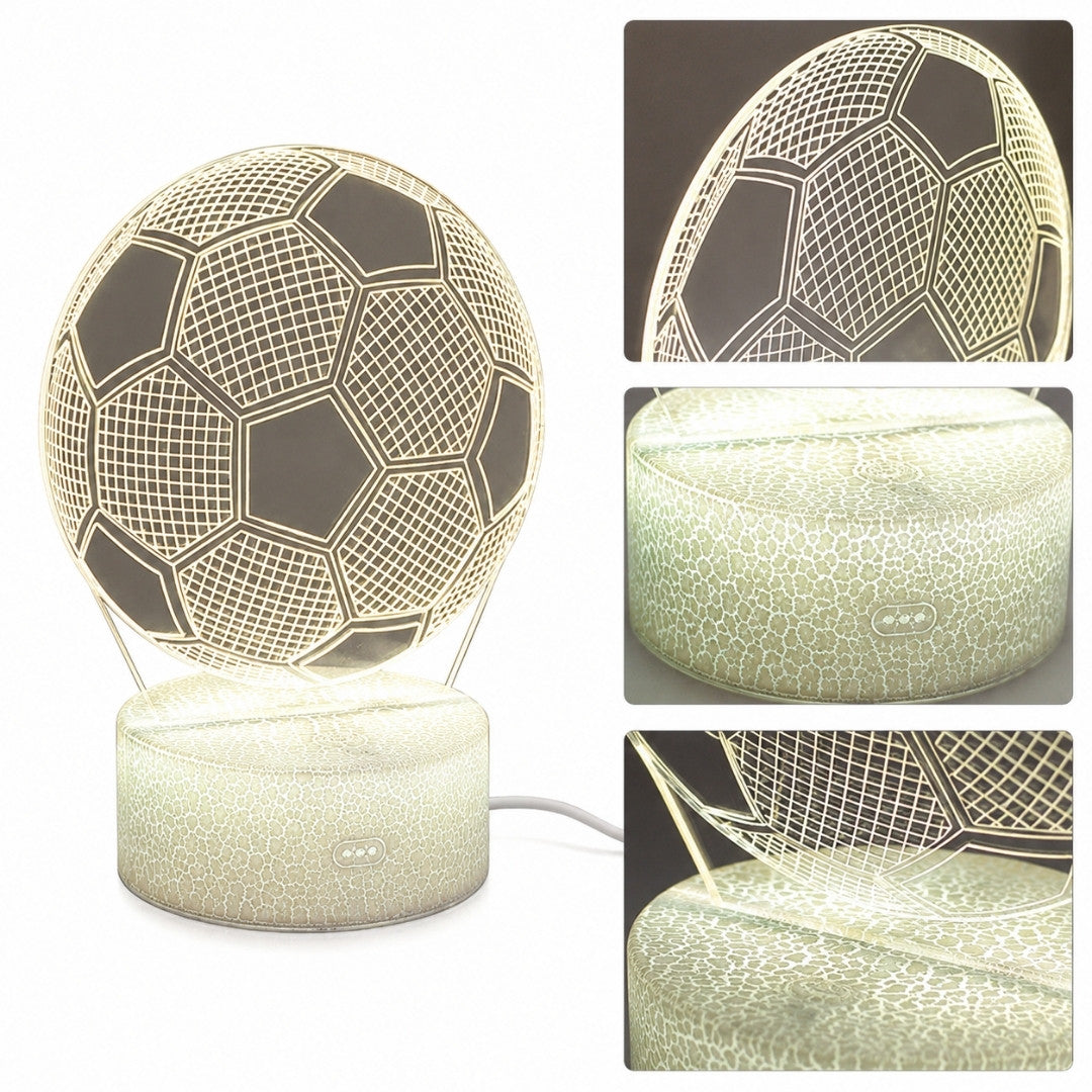 Nachtlampe Fußball mit personalisierbarer Gravur - perfektes Geschenk für Fußballfans - 17 cm Höhe - 3 Farben zur Auswahl - USB- oder 3 AAA-Batterien Betrieb