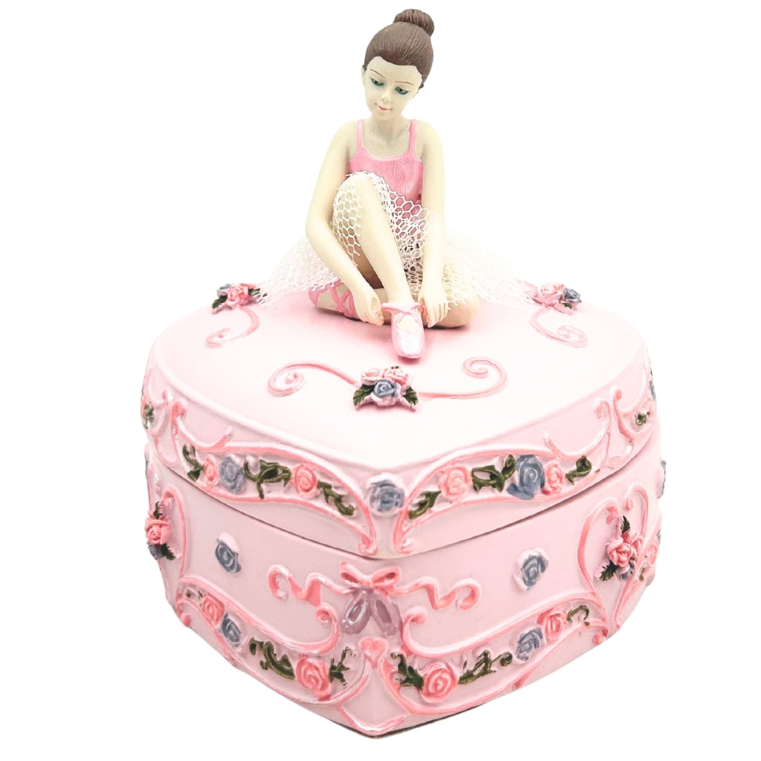 Spieluhr Ballerina Herz Schwanensee mit Personalisierung und Gravur, Rosa, 12,5 cm, Perfektes Geschenk zum Geburtstag oder Jubiläum