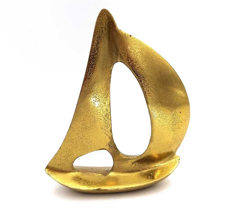 Goldener Aluminium-Yacht, 19,5 cm, mit personalisierbarer Gravur – elegante Dekoration als Geschenk für Segelliebhaber