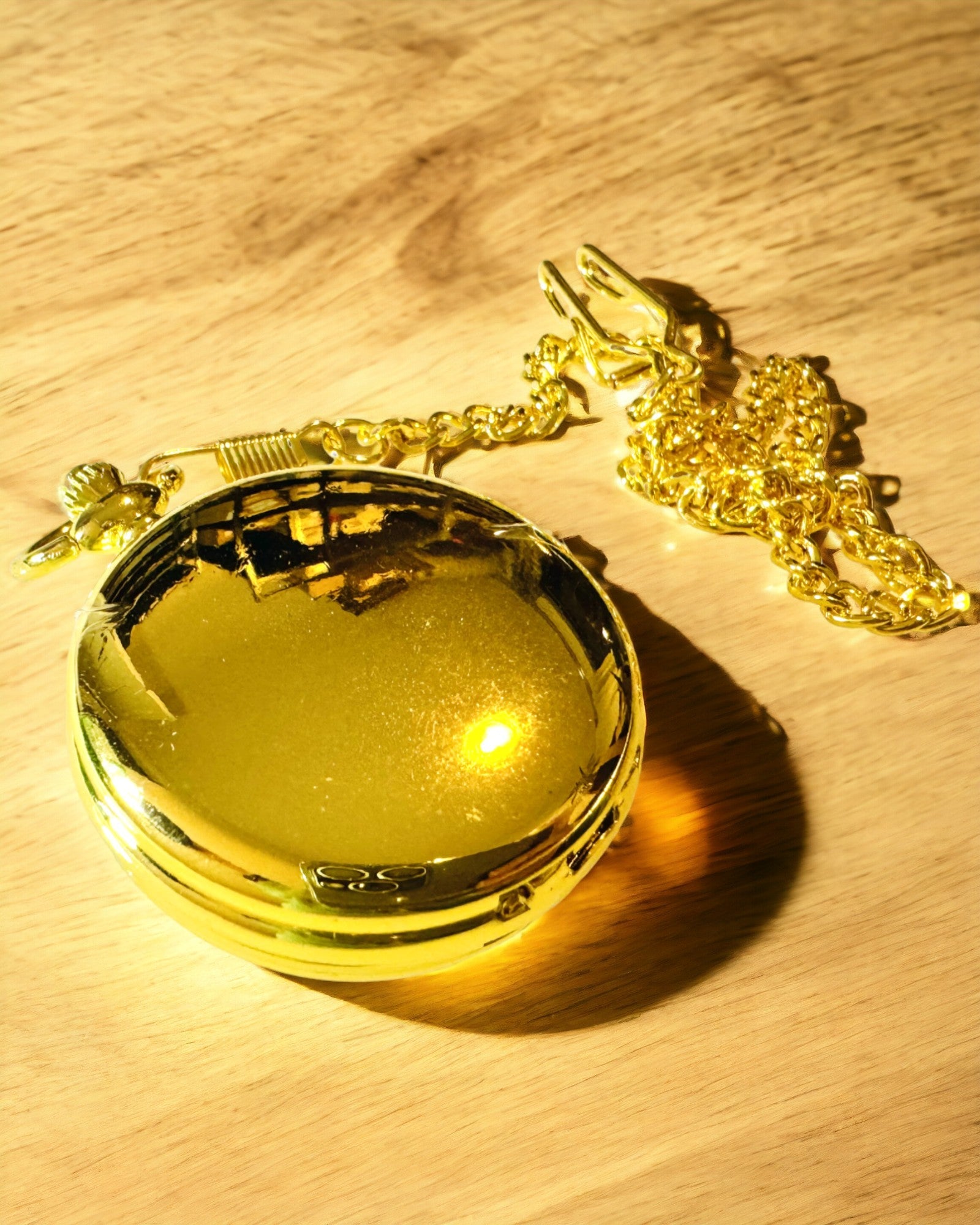 Klassische mechanische Taschenuhr mit Doppeldeckel, manuell, goldfarben, mit Gravur