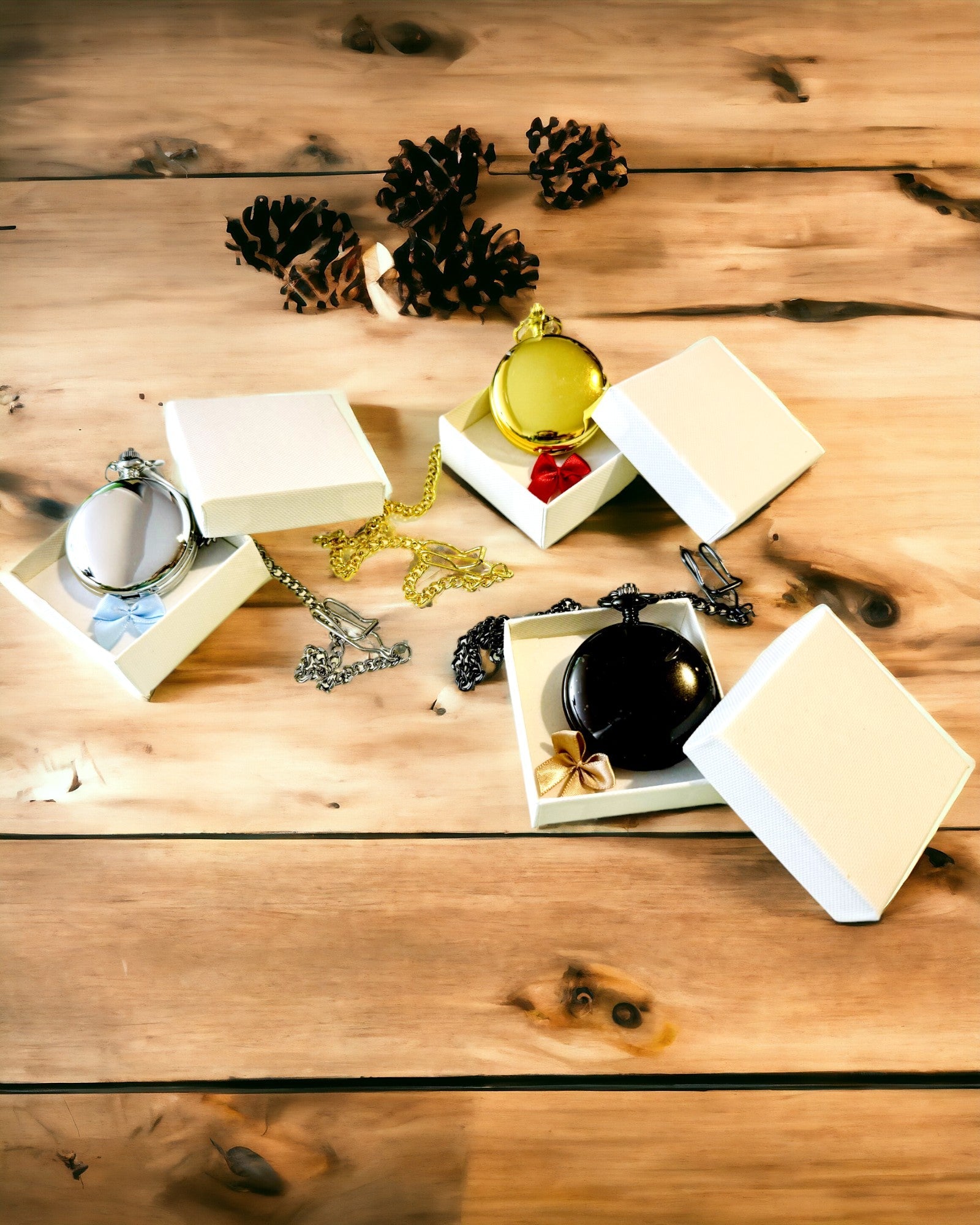 Klassische mechanische Taschenuhr mit Doppeldeckel, manuell, goldfarben, mit Gravur