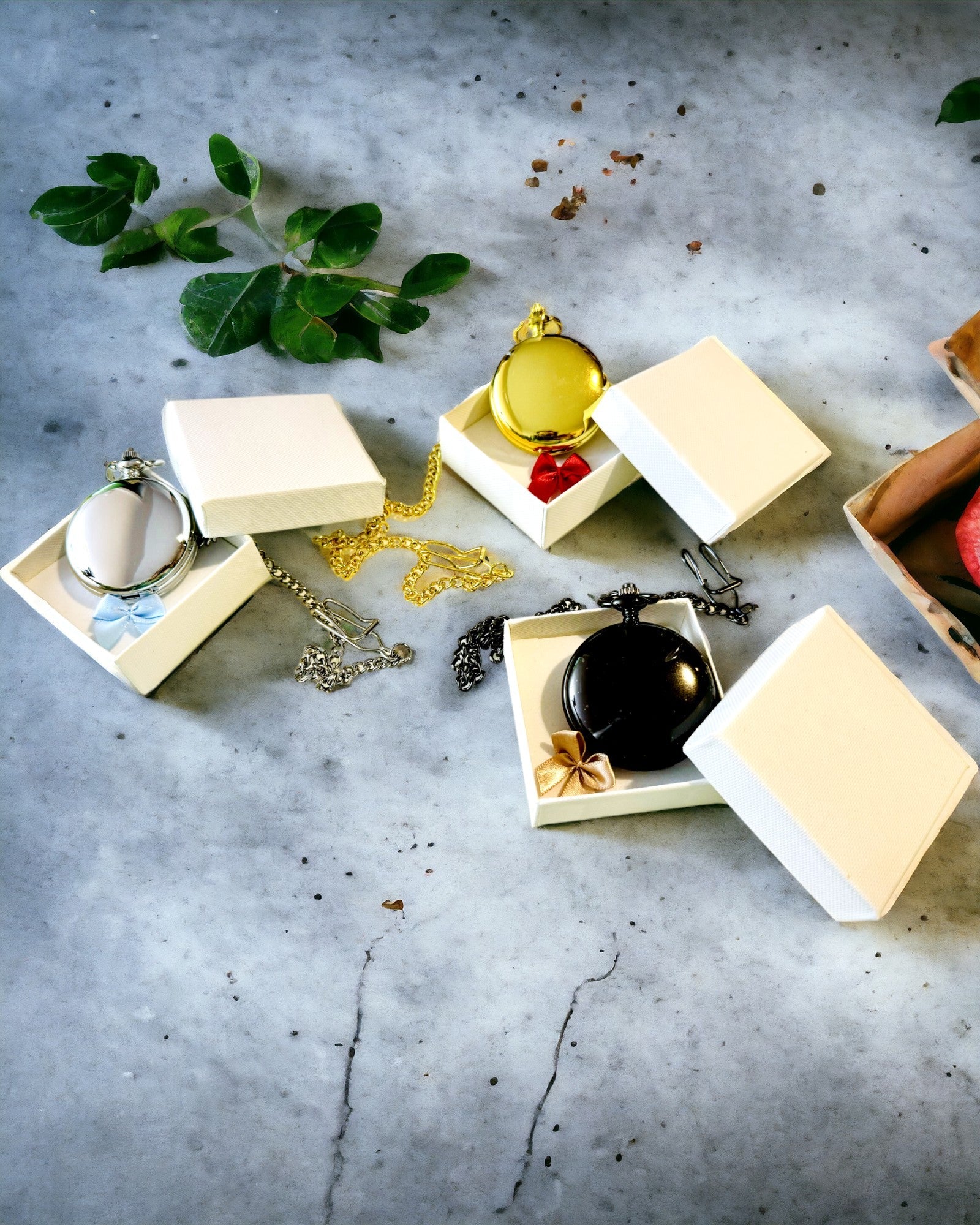 Klassische Mechanische Taschenuhr mit Doppelabdeckung – Manuell, Schwarz, Personalisierung mit Gravur