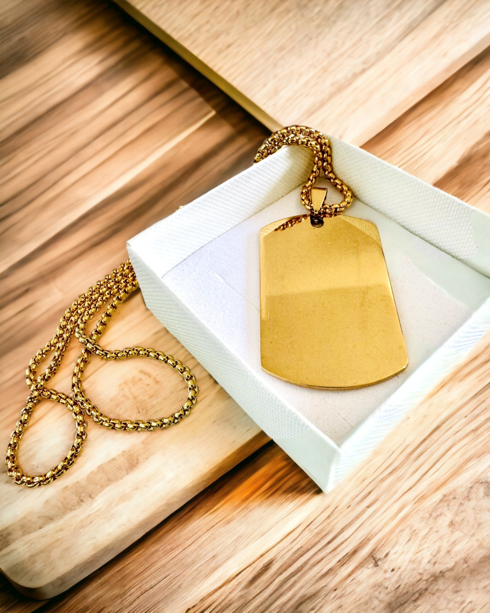 Halskette mit Dog Tag "Drei Schattierungen des Stils" - Erkennungsmarke - Eleganter Anhänger aus Edelstahl mit Gravuroption