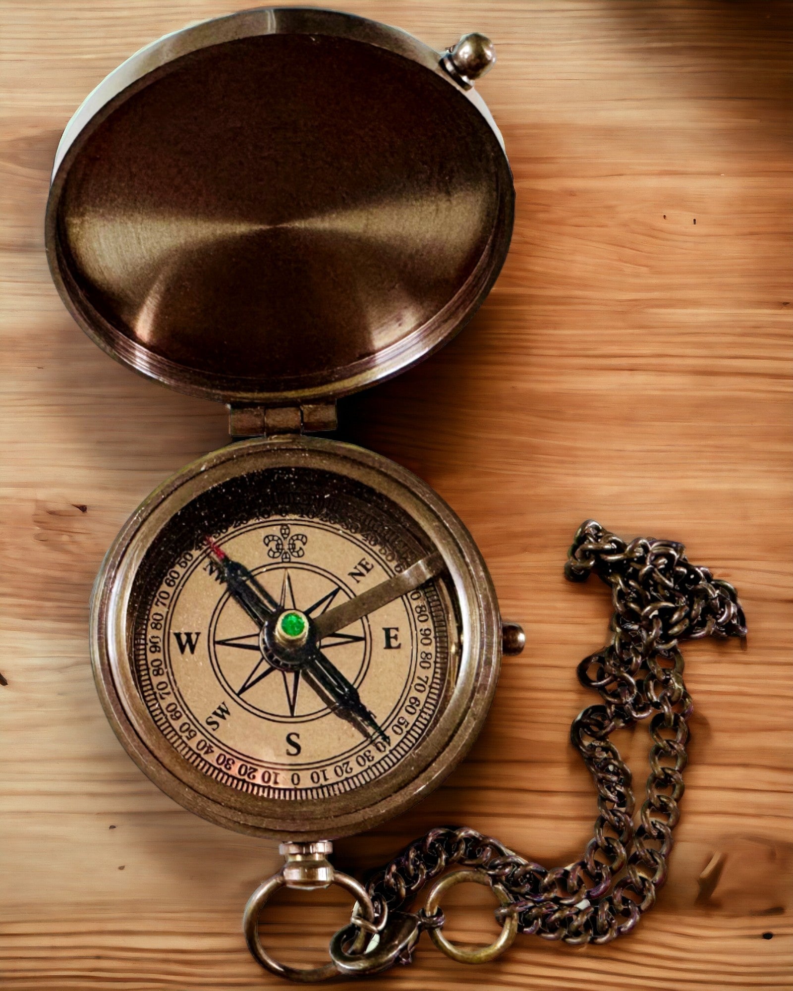 Kompass Indischer Odysseus – Retro-Entdecker-Perle - Möglichkeit zur Gravur