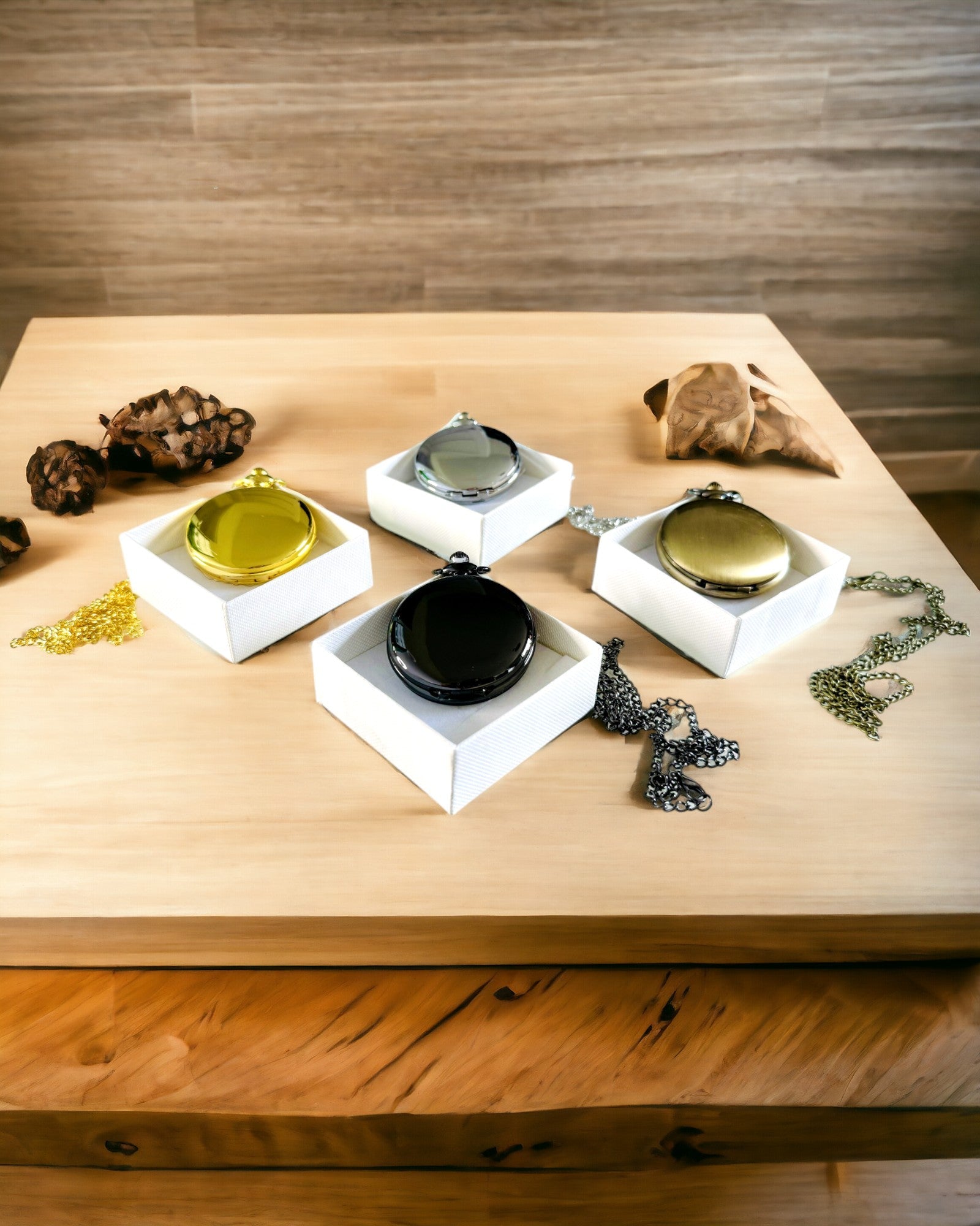 Goldfarbene Vintage-Taschenuhr mit Gravurmöglichkeit