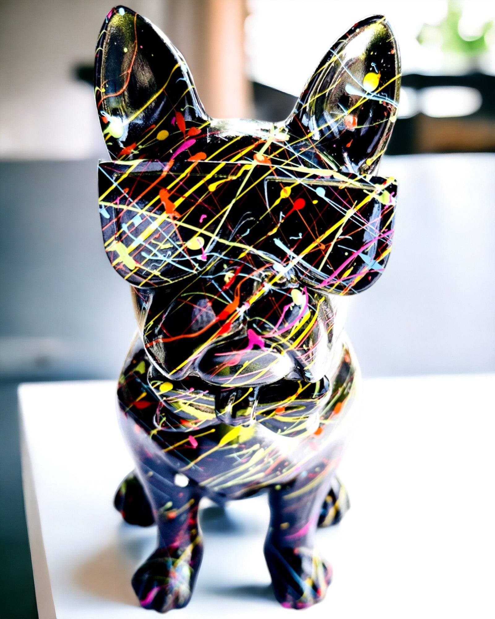 Kolorowy Psiak Artystyczny - Handbemalter Französischer Bulldogge, Personalisierung mit Gravur, ideal als Geschenk