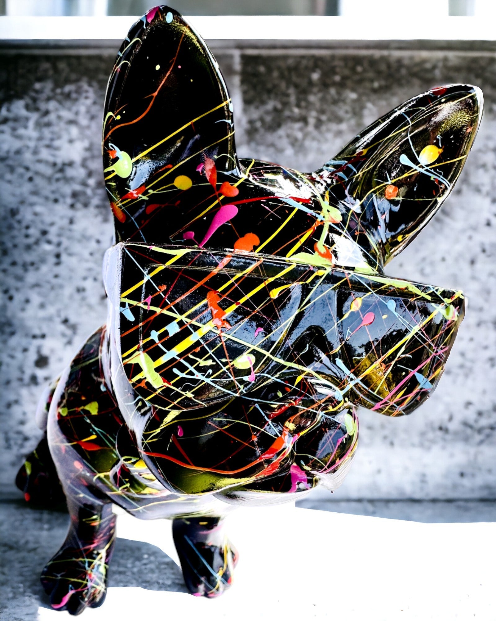 Kolorowy Psiak Artystyczny - Handbemalter Französischer Bulldogge, Personalisierung mit Gravur, ideal als Geschenk