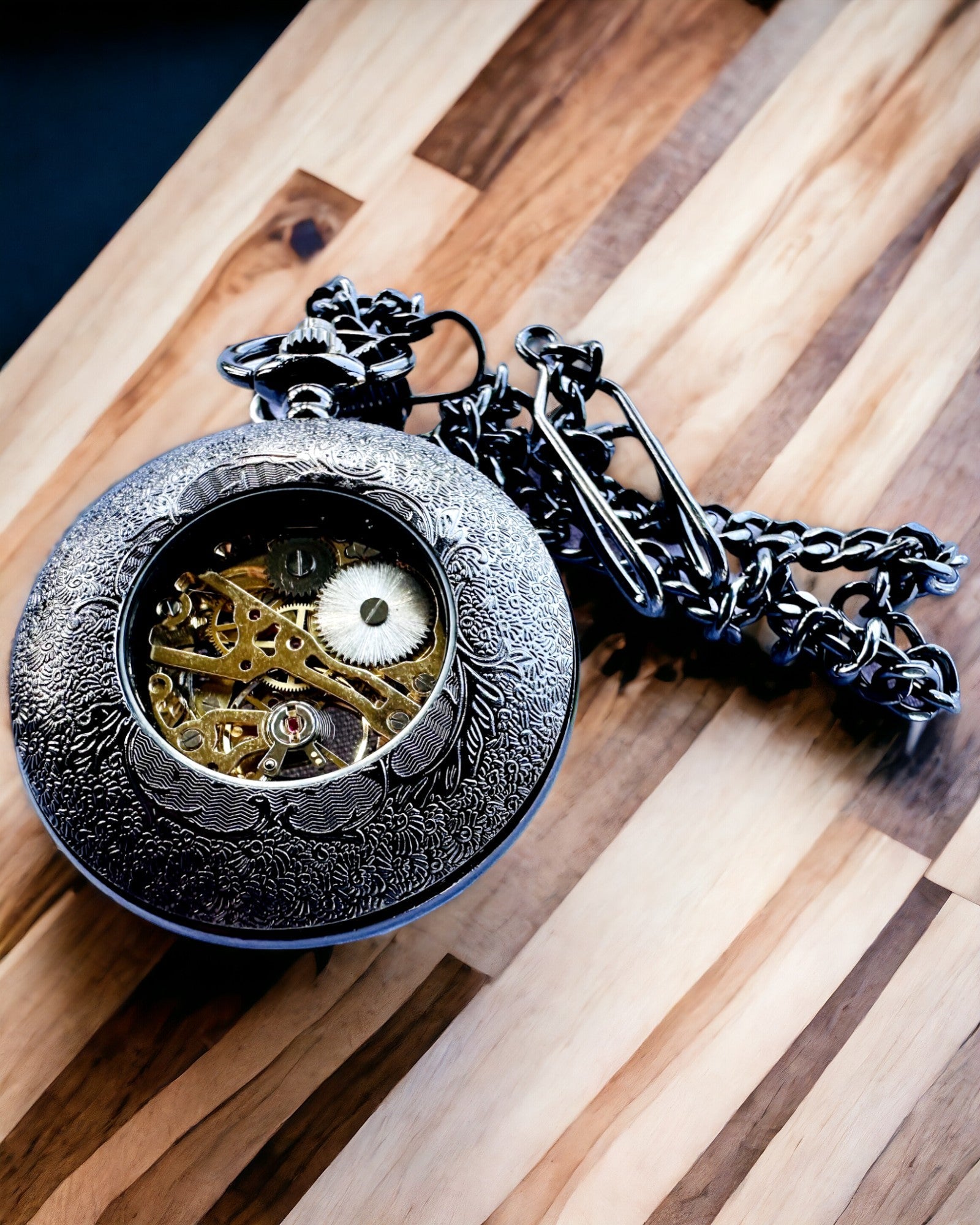 Taschenuhr "Eterna Eleganz", personalisiertes Geschenk, Gravur. Farbe Schwarz