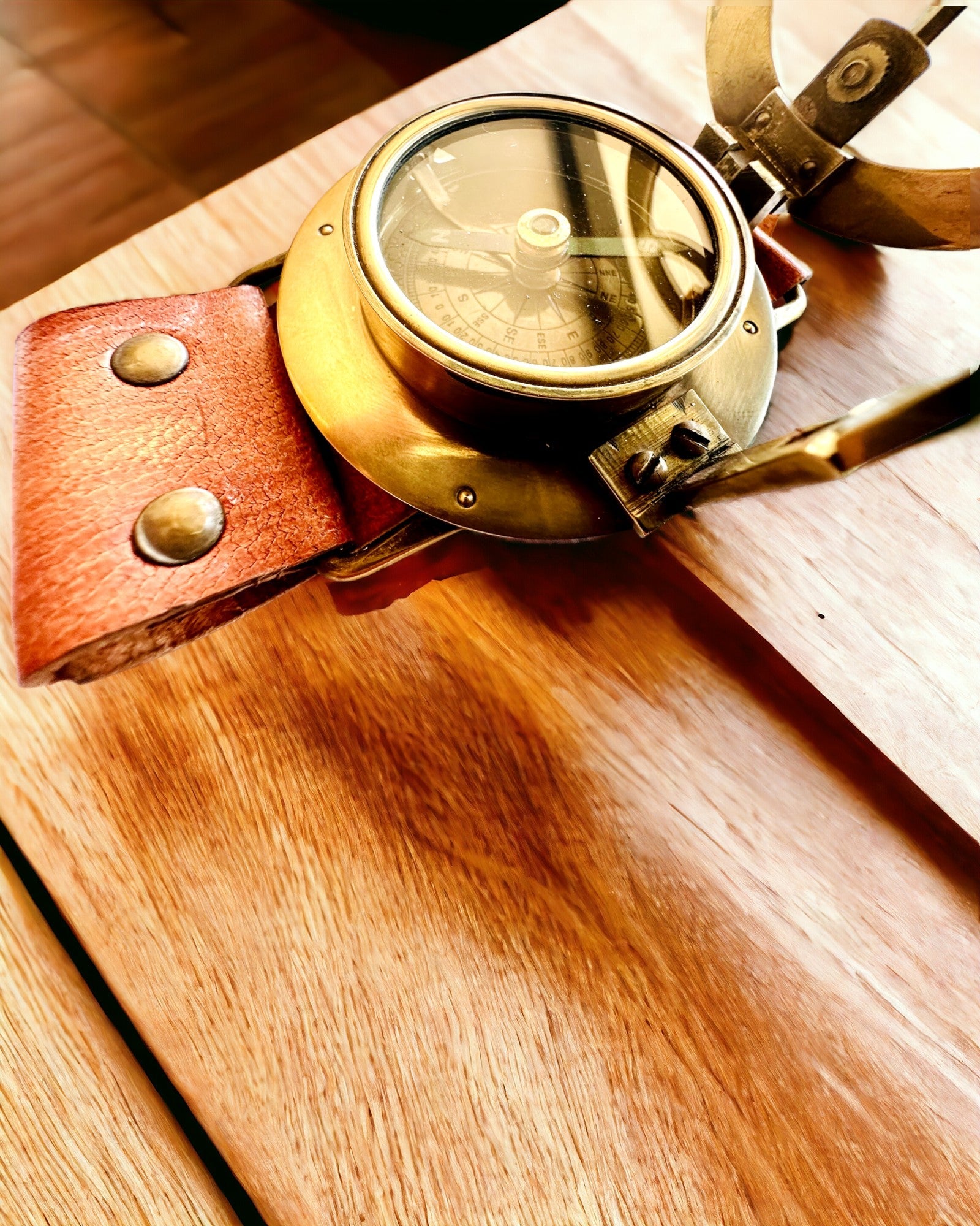 Sonnenuhr "Antiker Kompass", Armbanduhr mit Kompass, Personalisierung mit Gravur möglich