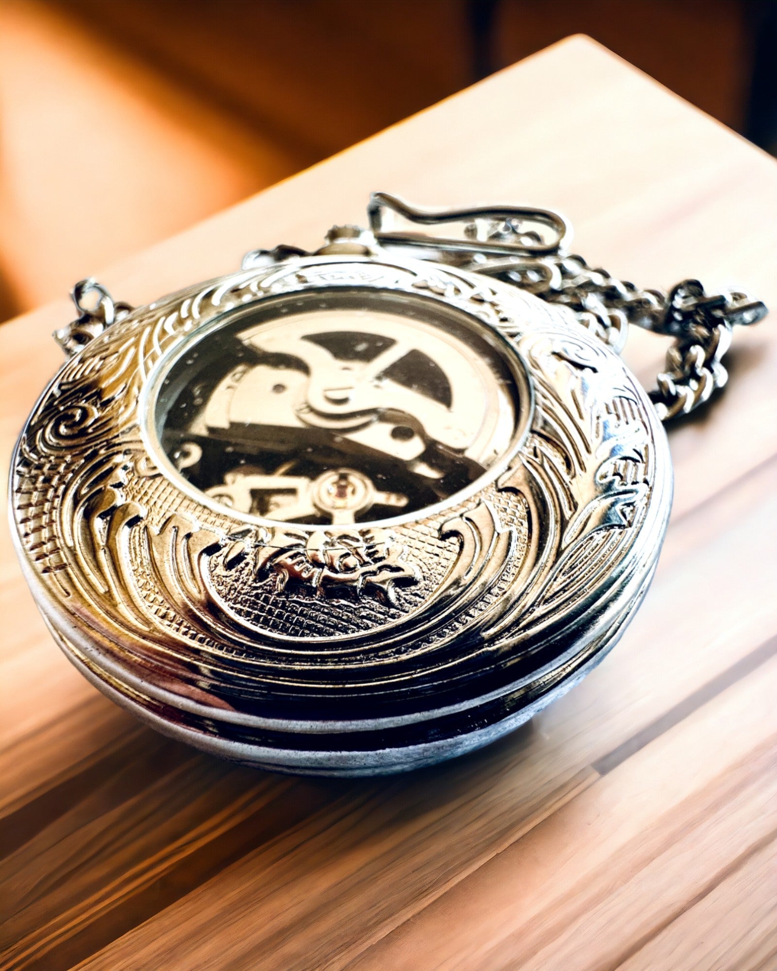 Silberne Taschenuhr "Vintage Elegance" mit Gravurpersonalisierung möglich