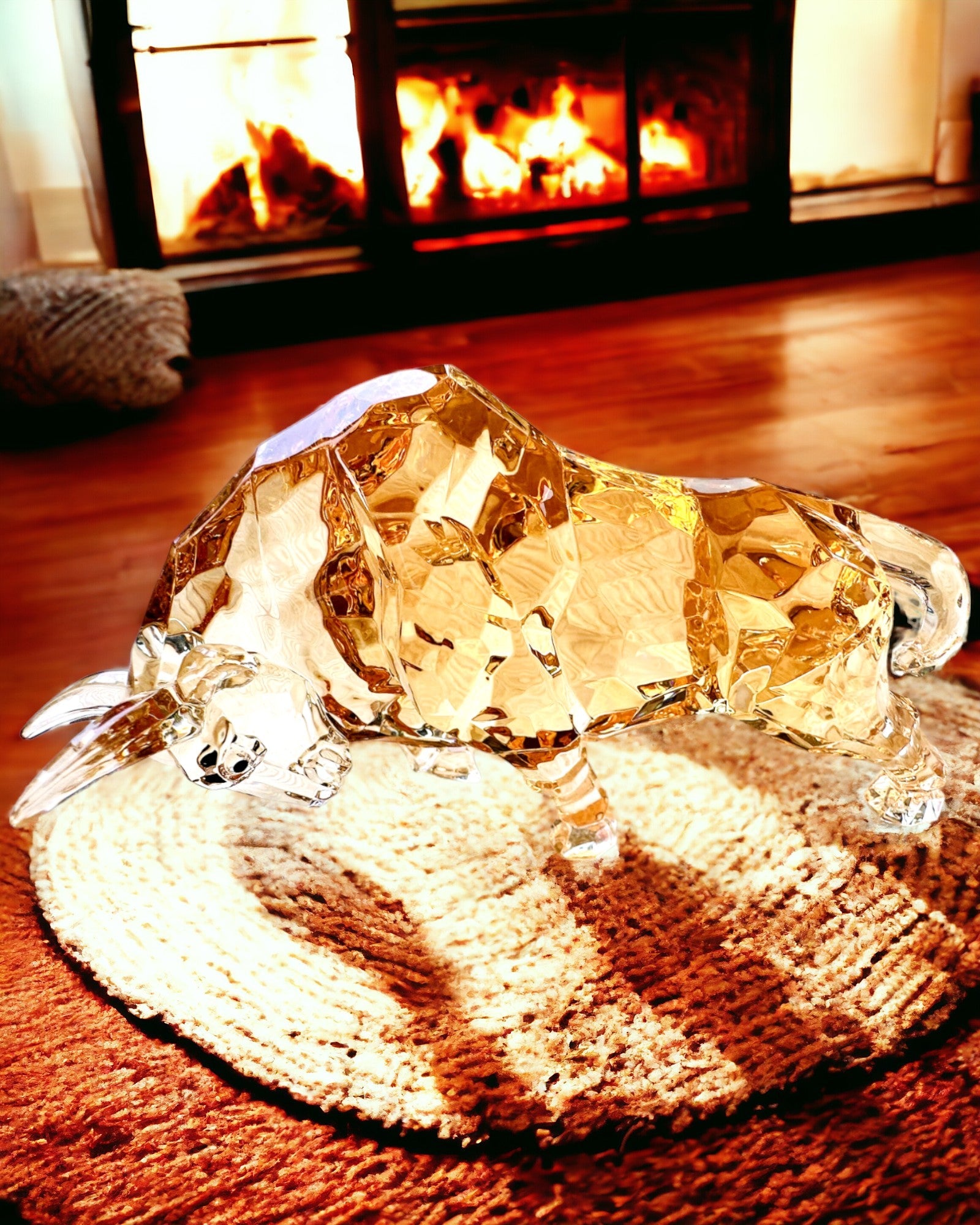 Statue "Złoty Byk" aus Harz, transparentes Design, Personalisierung möglich