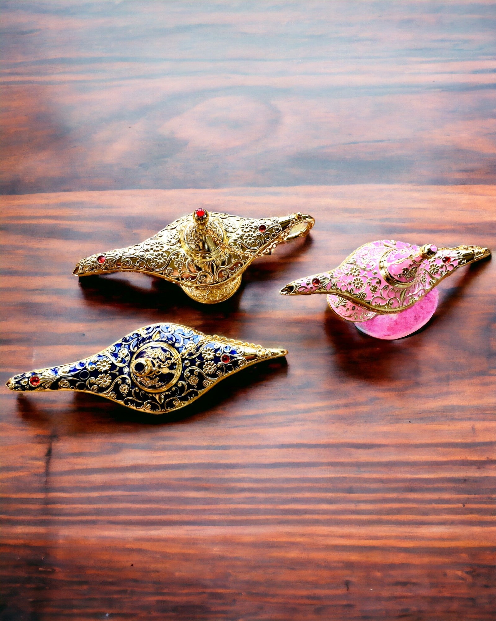 Magische Aladins Lampe mit Gravuroption - Variante Rosa, durchzogen mit Gold