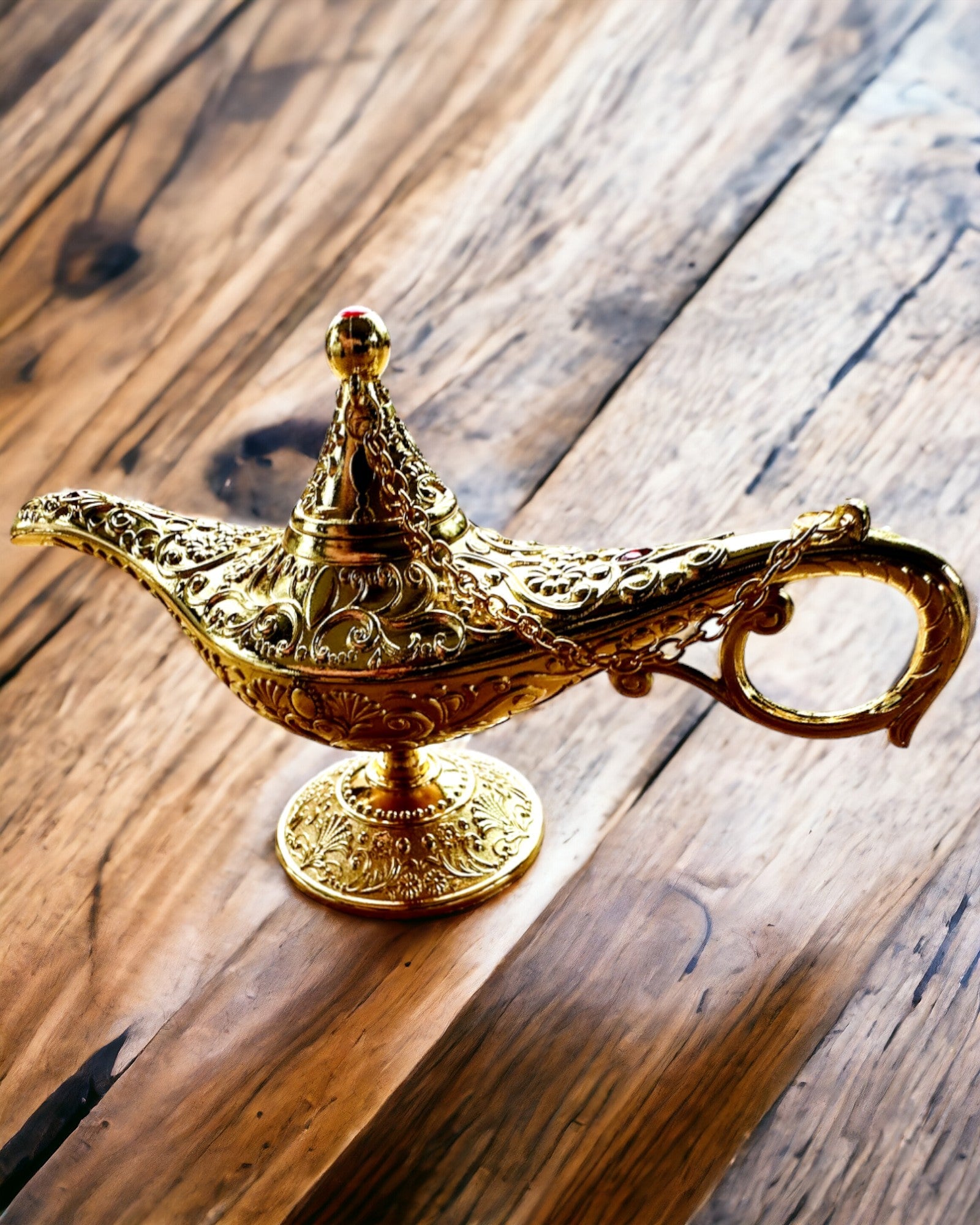 Magische Aladins Lampe mit Gravuroption - Klassische Goldene Variante, durchzogen
