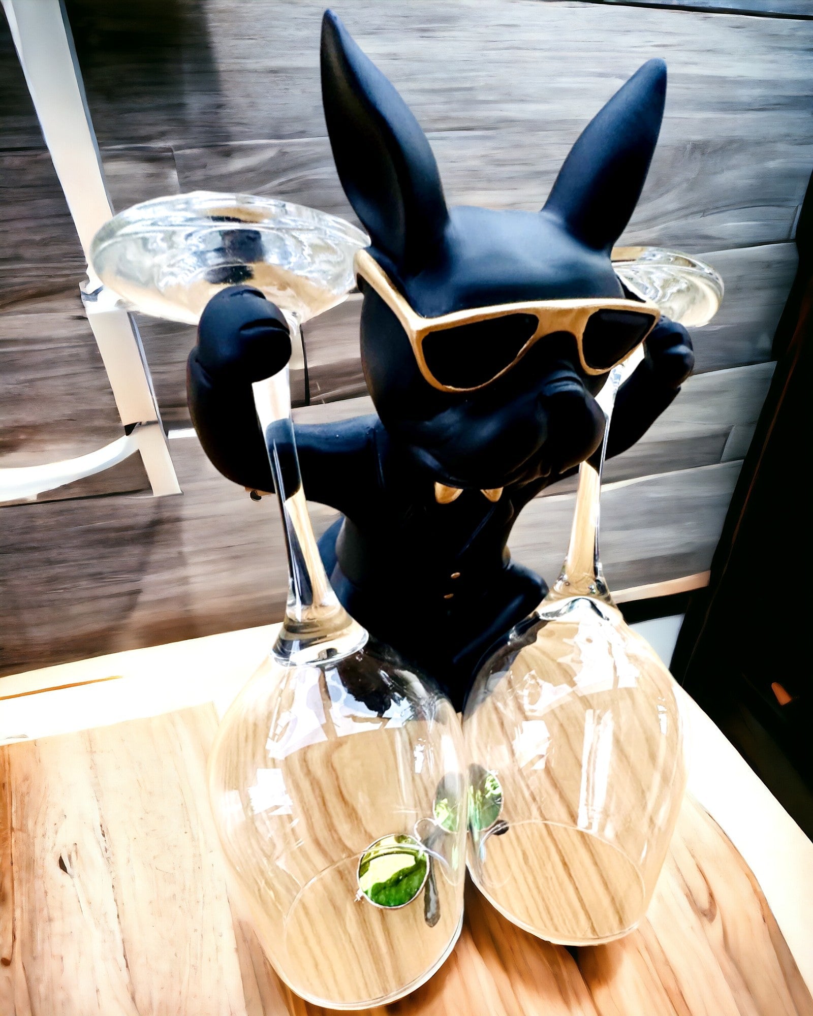 Figur Bulldog Elegance - Exklusiver Glasständer, Personalisierung mit Gravur möglich