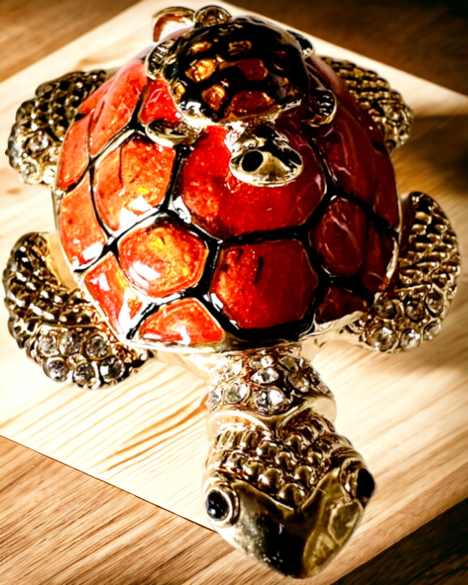 Schmuckkästchen "Schildkrötenfamilie" - Farbe Orange, Personalisierung mit Gravur