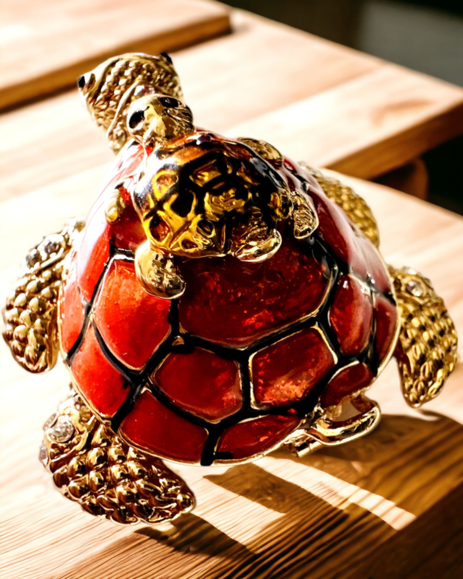 Schmuckkästchen "Schildkrötenfamilie" - Farbe Orange, Personalisierung mit Gravur