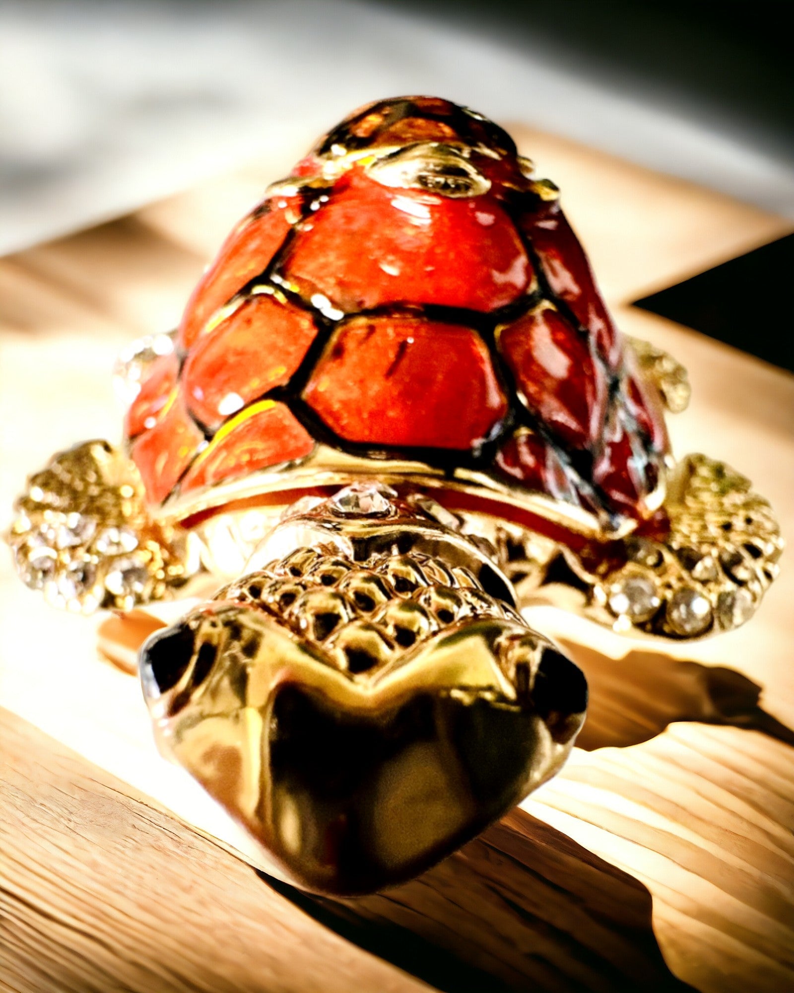 Schmuckkästchen "Schildkrötenfamilie" - Farbe Orange, Personalisierung mit Gravur