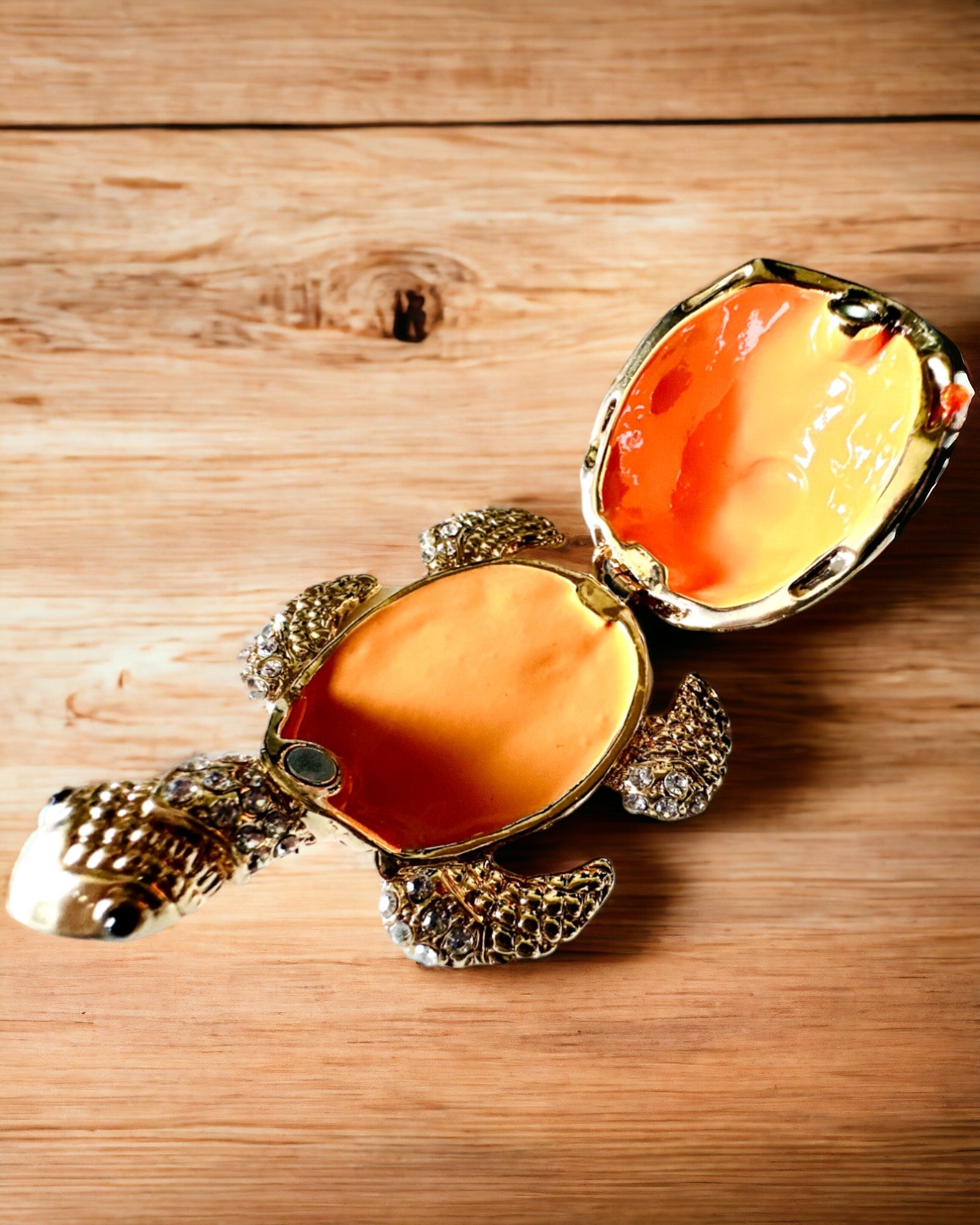 Schmuckkästchen "Schildkrötenfamilie" - Farbe Orange, Personalisierung mit Gravur