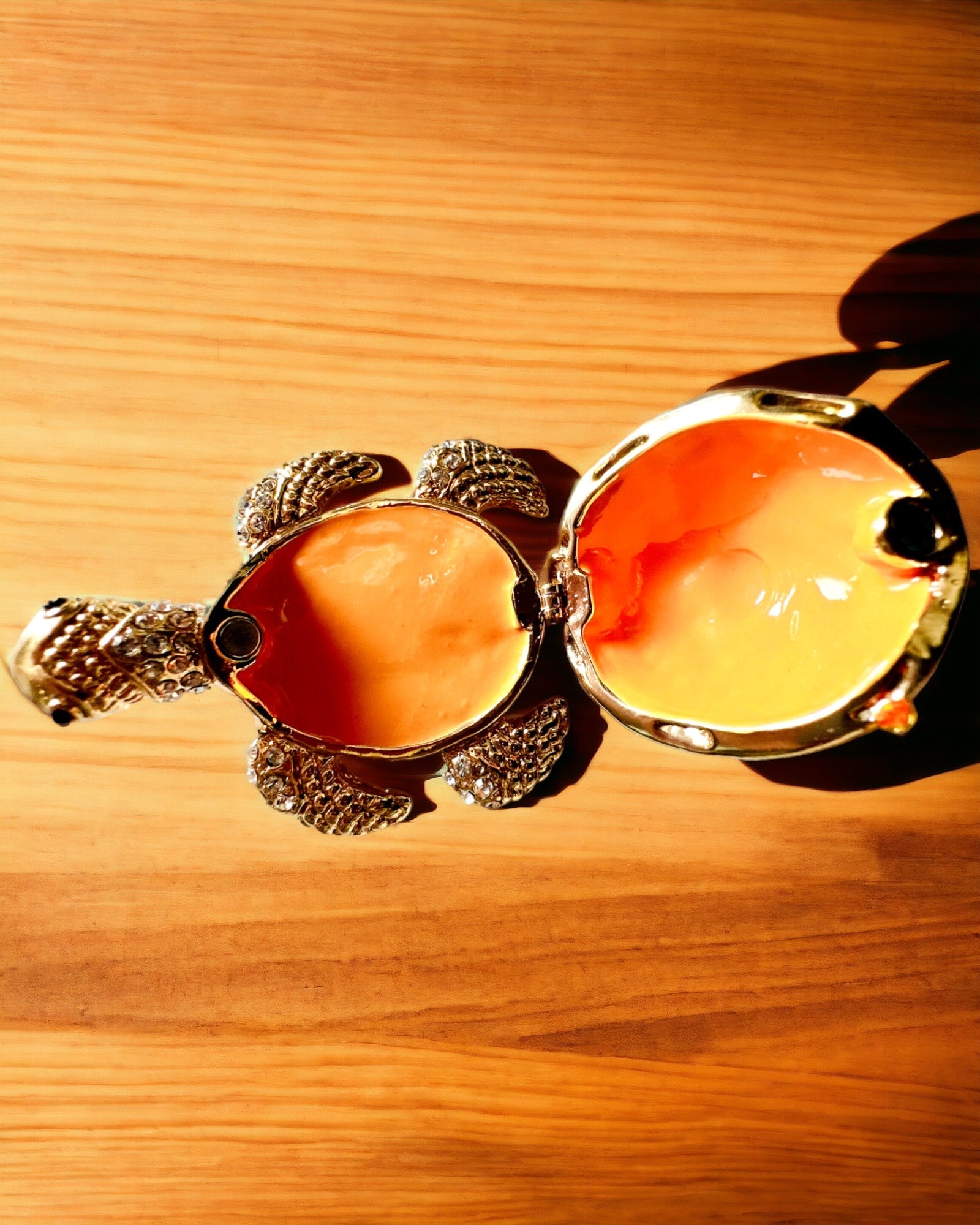 Schmuckkästchen "Schildkrötenfamilie" - Farbe Orange, Personalisierung mit Gravur