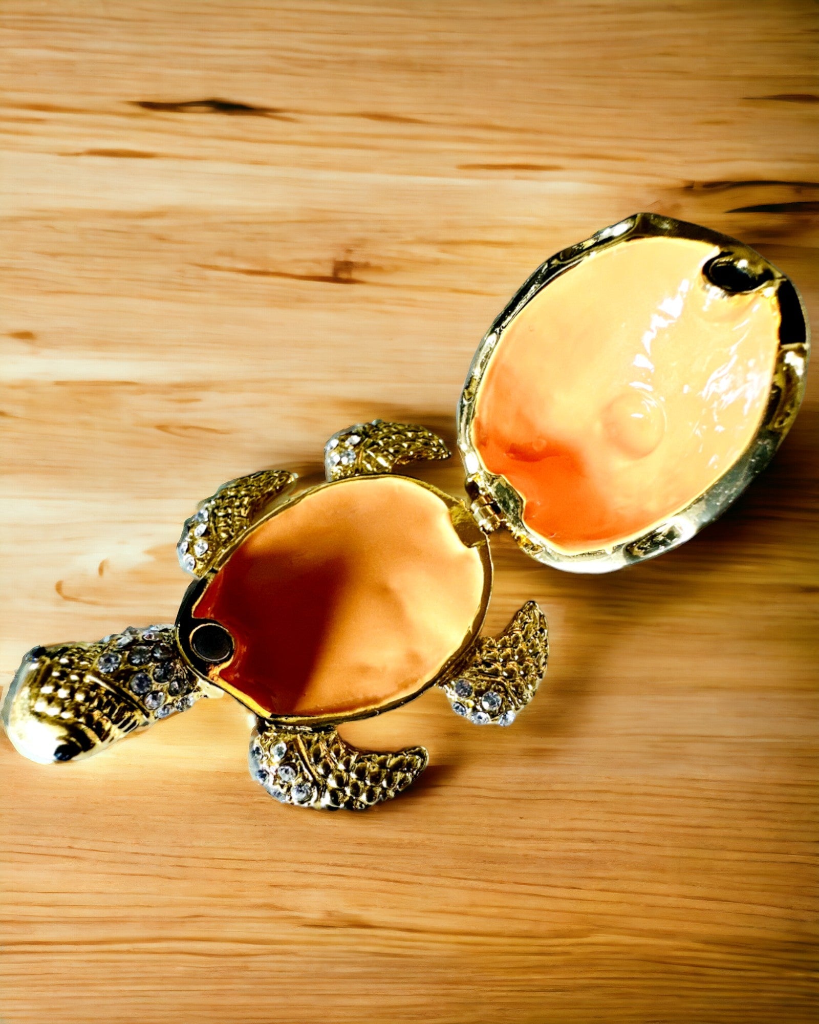 Schmuckkästchen "Schildkrötenfamilie" - Farbe Orange, Personalisierung mit Gravur