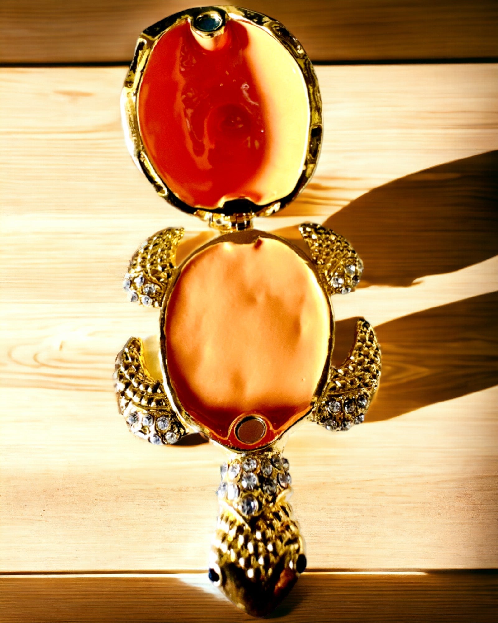 Schmuckkästchen "Schildkrötenfamilie" - Farbe Orange, Personalisierung mit Gravur