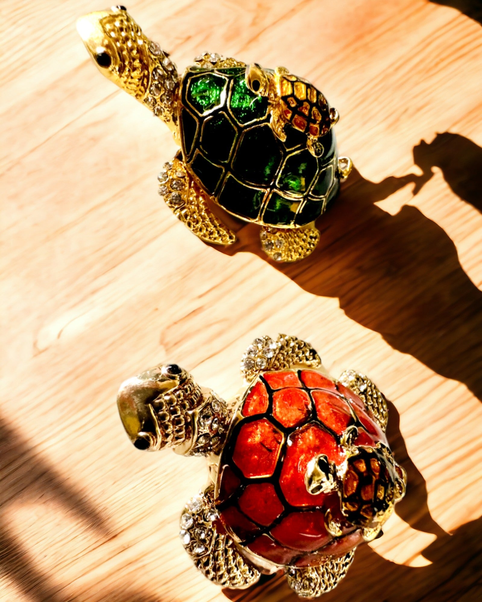 Schmuckkästchen "Schildkrötenfamilie" - Farbe Orange, Personalisierung mit Gravur