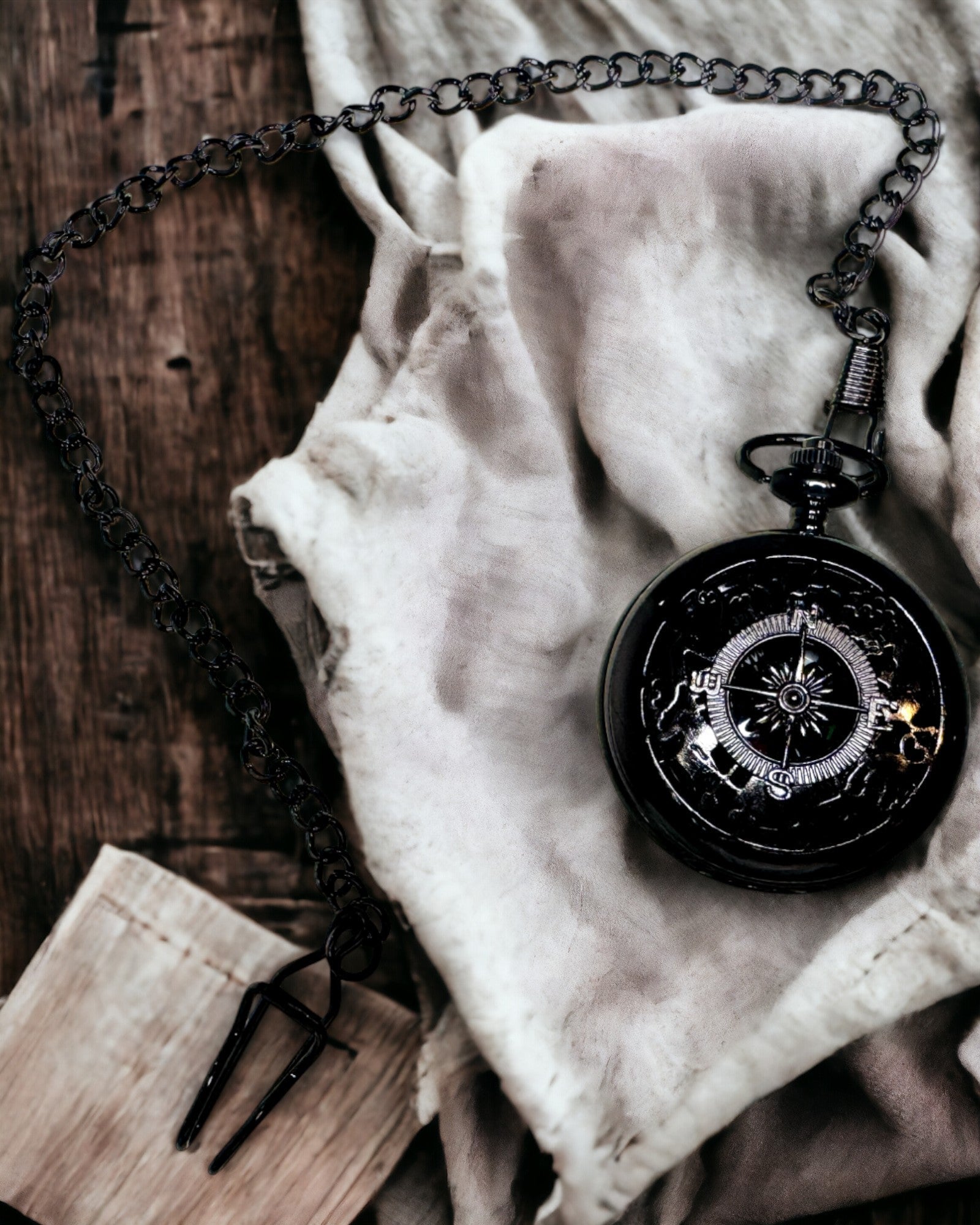 Taschenuhr-Stil Kompass "Navigator" - Farbe dunkles Metall