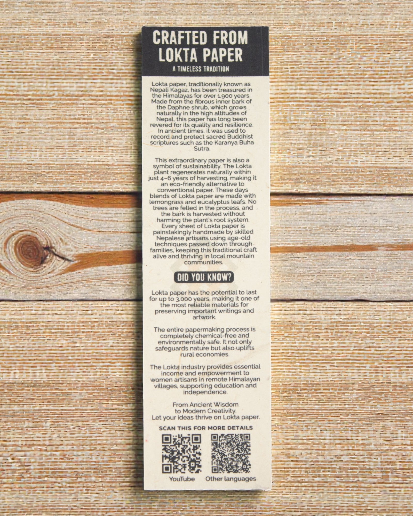 Lokta Traditionsschrift – großes Notizbuch 21 × 15 cm, 45 Blatt, Deine Worte in der Tradition verwurzelt