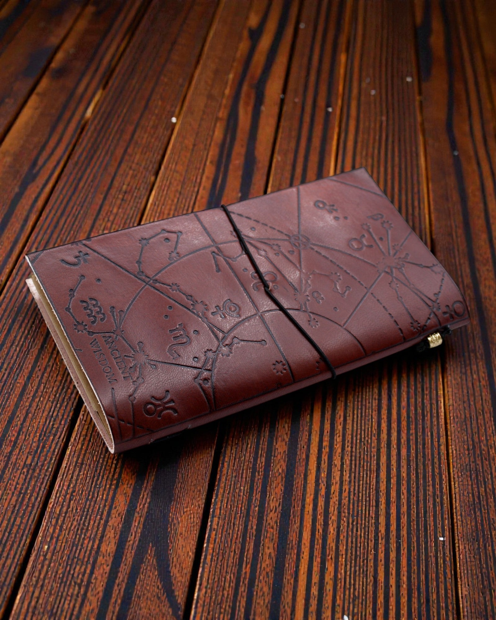 Mein Wunschlisten-Tagebuch – handgefertigtes braunes Leder-Notizbuch 22 × 12 × 1,5 cm, 80 Seiten