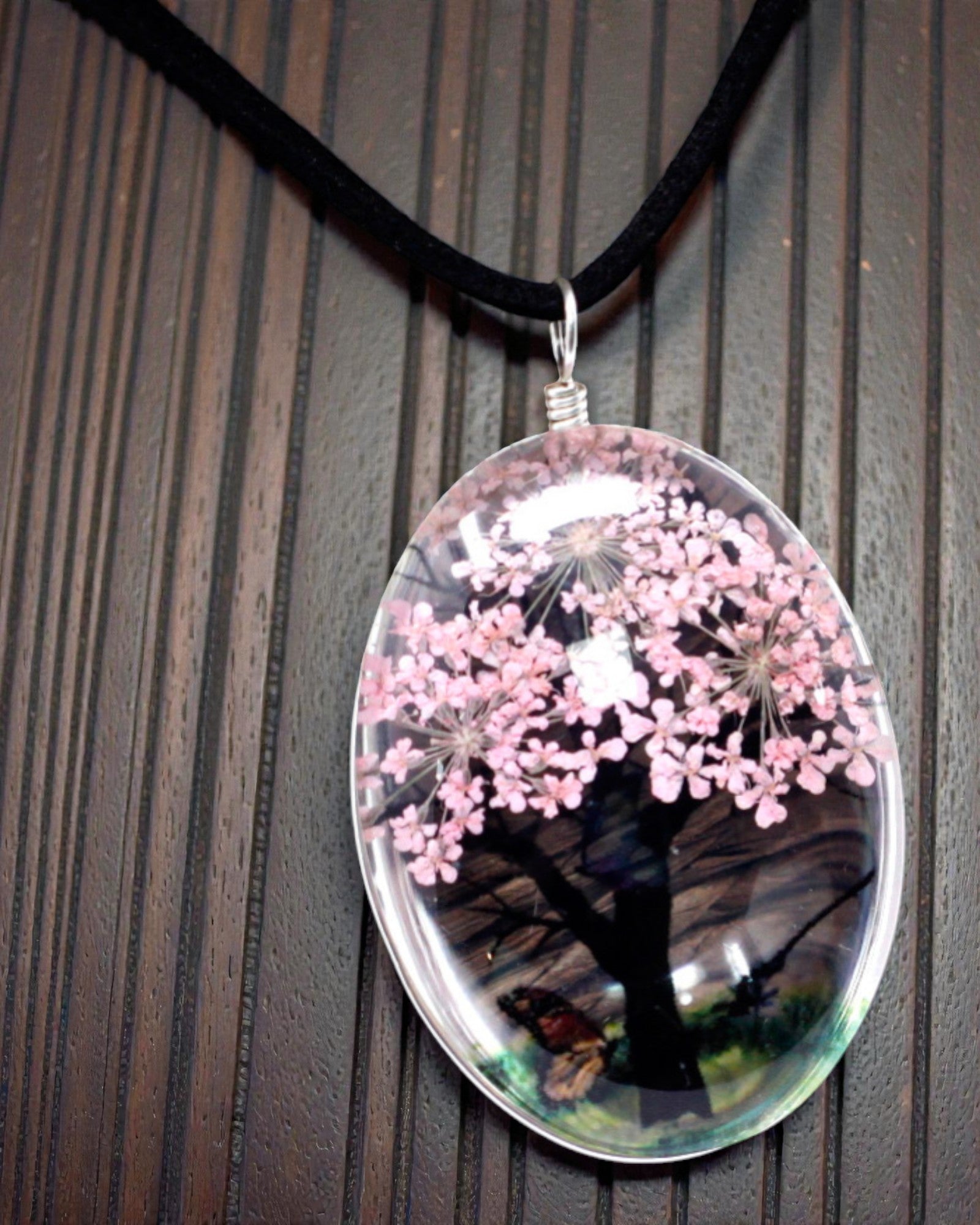 Rosengarten – Schmuckset mit getrockneten Blumen Baum des Lebens