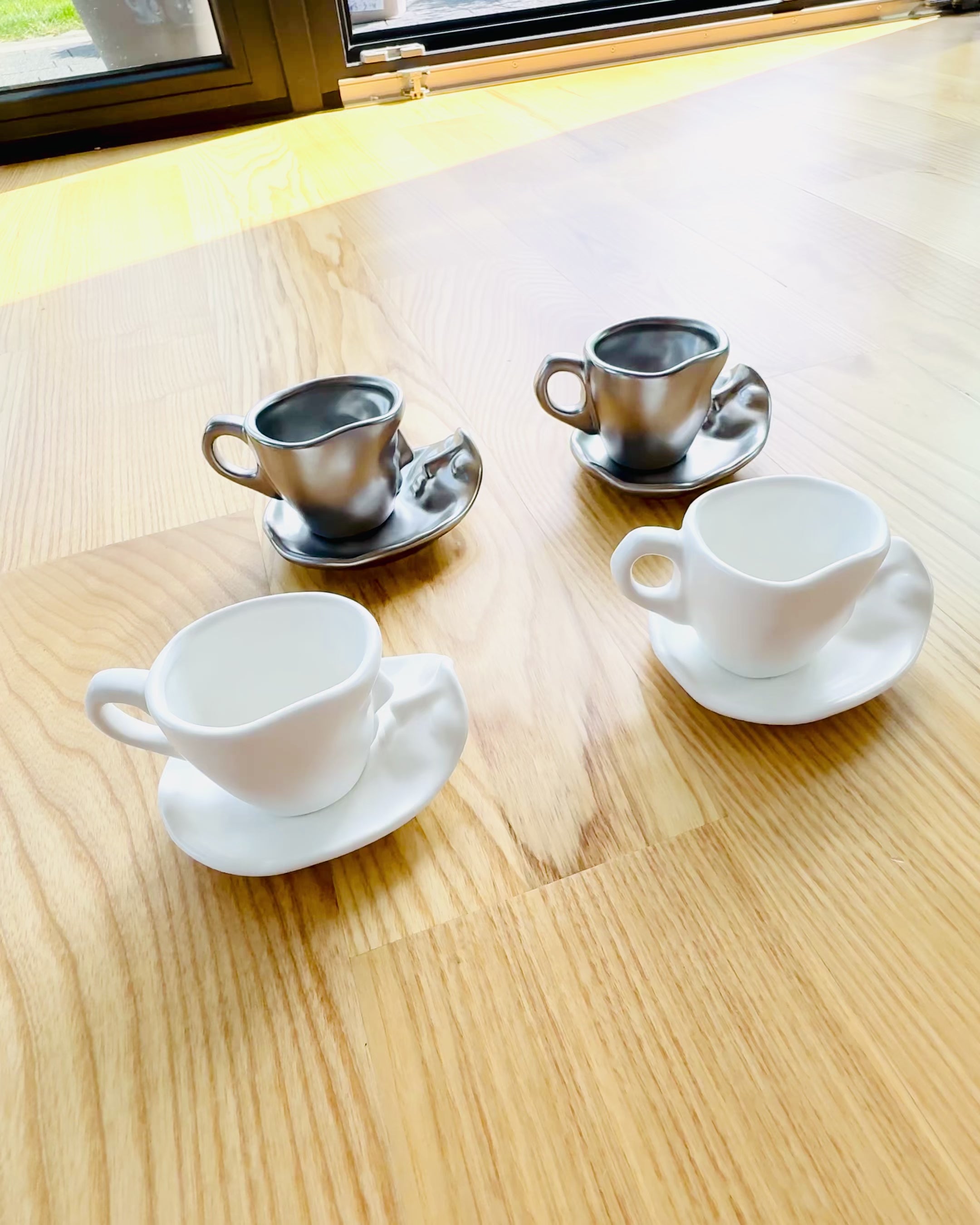 Elegante Keramiktassen „Maska“ – Set mit 2 Stück - Möglichkeit zur Personalisierung mit Gravur als Geschenk