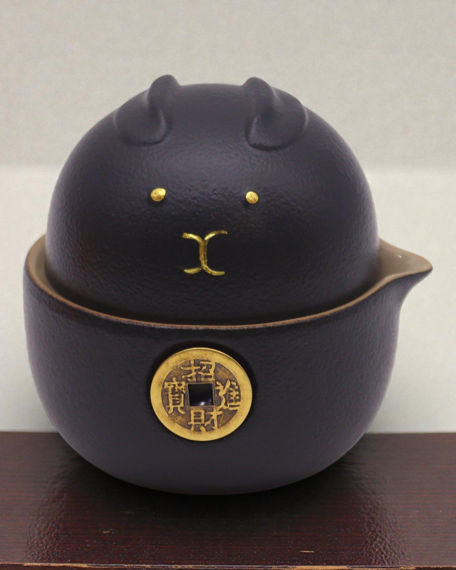 Schwarze Glückskatze – Teeset mit 2 Tassen (Schwarz)