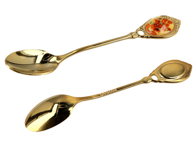 Set aus 6 goldenen Löffelchen mit dem Motiv der Sonnenblumen von Vincent van Gogh
